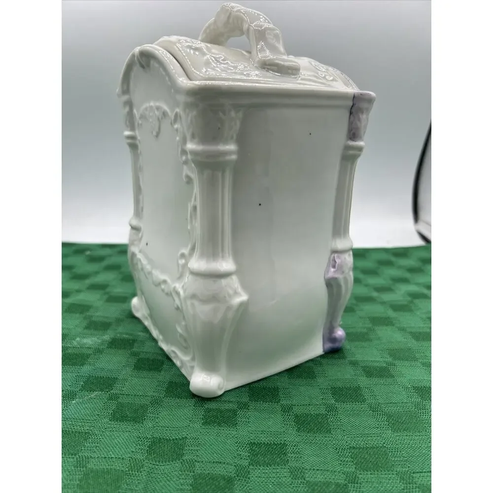 Vintage Hand-Painted Japan No 2748 Glass Luster Ware “Flour” Jar Victorian